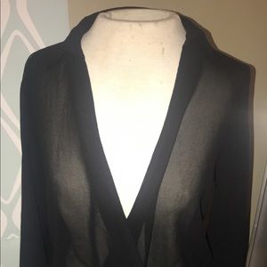 Black feathered sleeve bodysuit